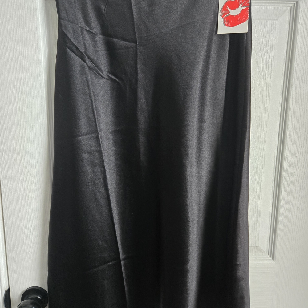 NWT Hot Kiss Black A-Line Satin Effect Skirt